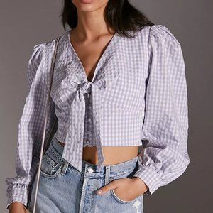 🌸 Anthropologie - Cropped Gingham Blouse - NWT